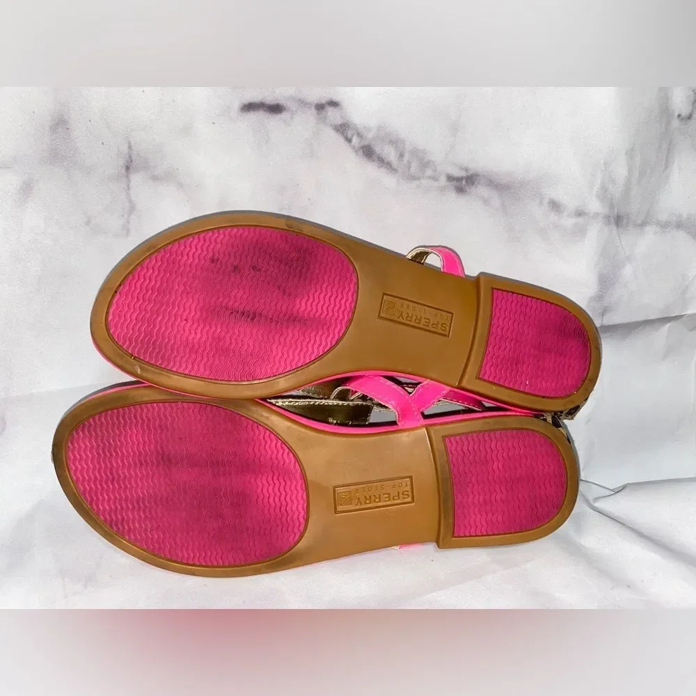 Sperry Little Girls' Leopard Summerlin T-Strap Sandals size 4